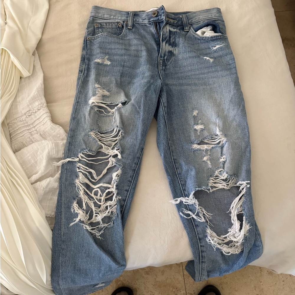 Pistola Distressed Straight Leg Jeans - Light Blue